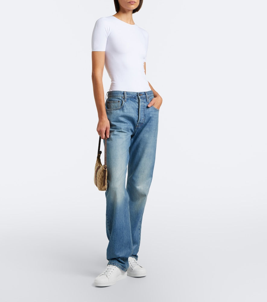 Gucci Ace Web Stripe leather sneakers - White Low-Top Sneakers