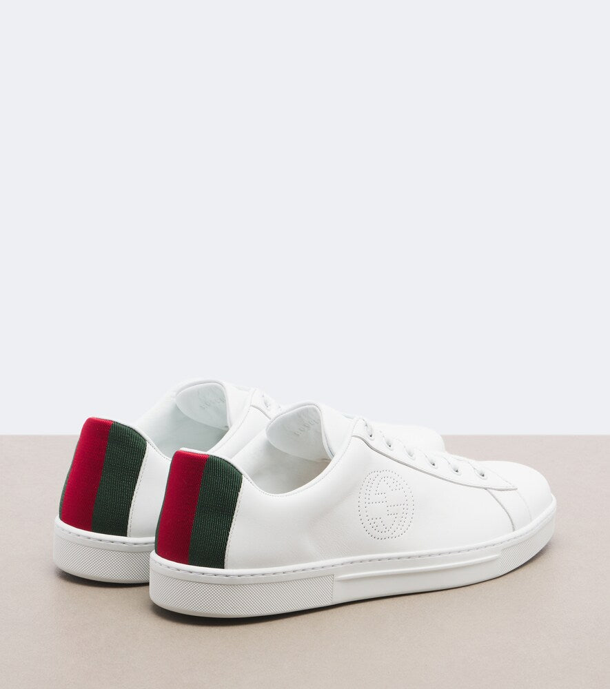 Gucci Ace Web Stripe leather sneakers - White Low-Top Sneakers