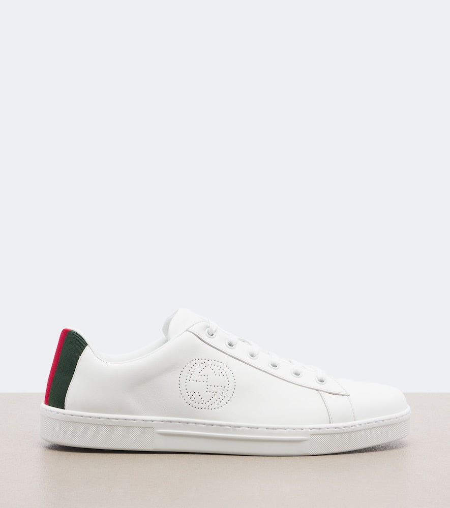 Gucci Ace Web Stripe leather sneakers - White Low-Top Sneakers