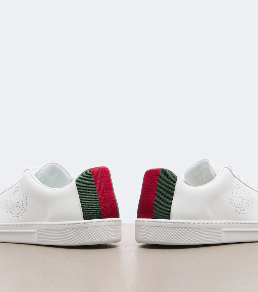 Gucci Ace Web Stripe leather sneakers - White Low-Top Sneakers