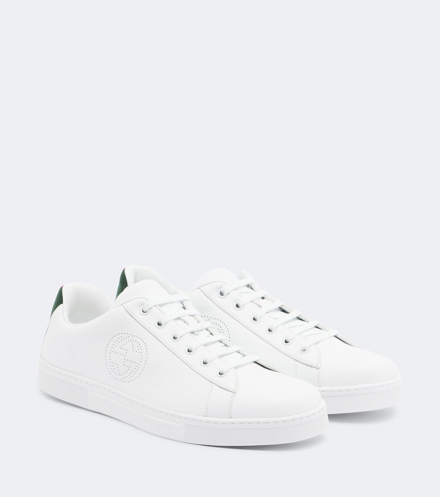 Gucci Ace Web Stripe leather sneakers - White Low-Top Sneakers
