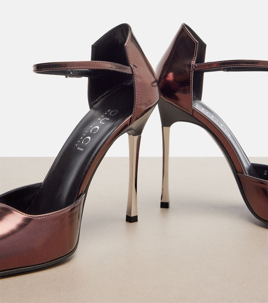 Gucci Bombshell metallic leather pumps (Brown) - High-Heel Pumps
