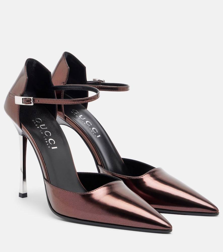 Gucci Bombshell metallic leather pumps (Brown) - High-Heel Pumps