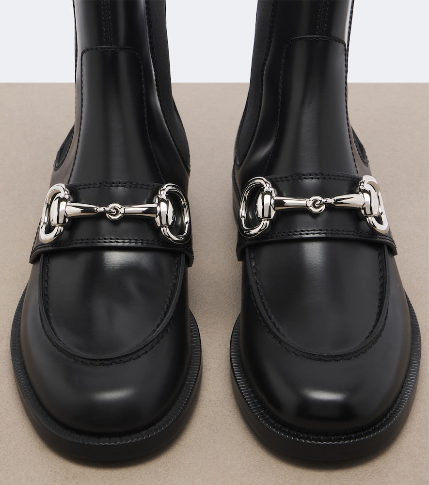 Gucci Boulevard Horsebit leather Chelsea boots - Black Flat Boots
