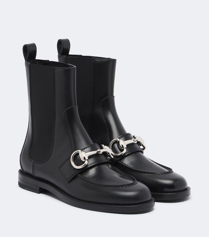 Gucci Boulevard Horsebit leather Chelsea boots - Black Flat Boots