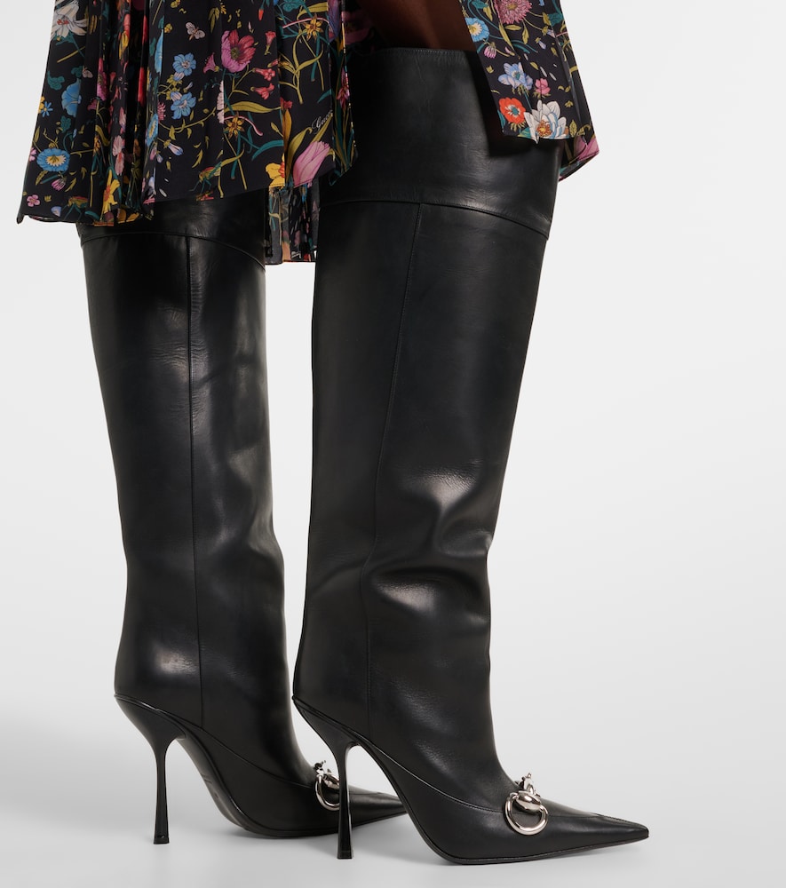 Gucci Boulevard Horsebit leather knee-high boots (Black) - Mid Heel Boots
