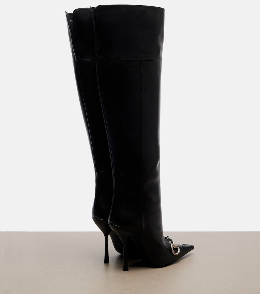 Gucci Boulevard Horsebit leather knee-high boots (Black) - Mid Heel Boots