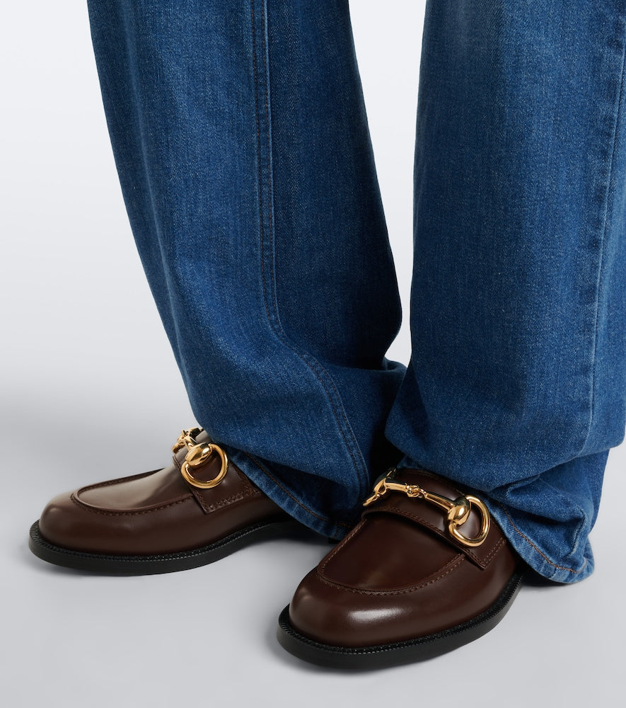 Brown Gucci Boulevard Horsebit leather loafers - Loafers