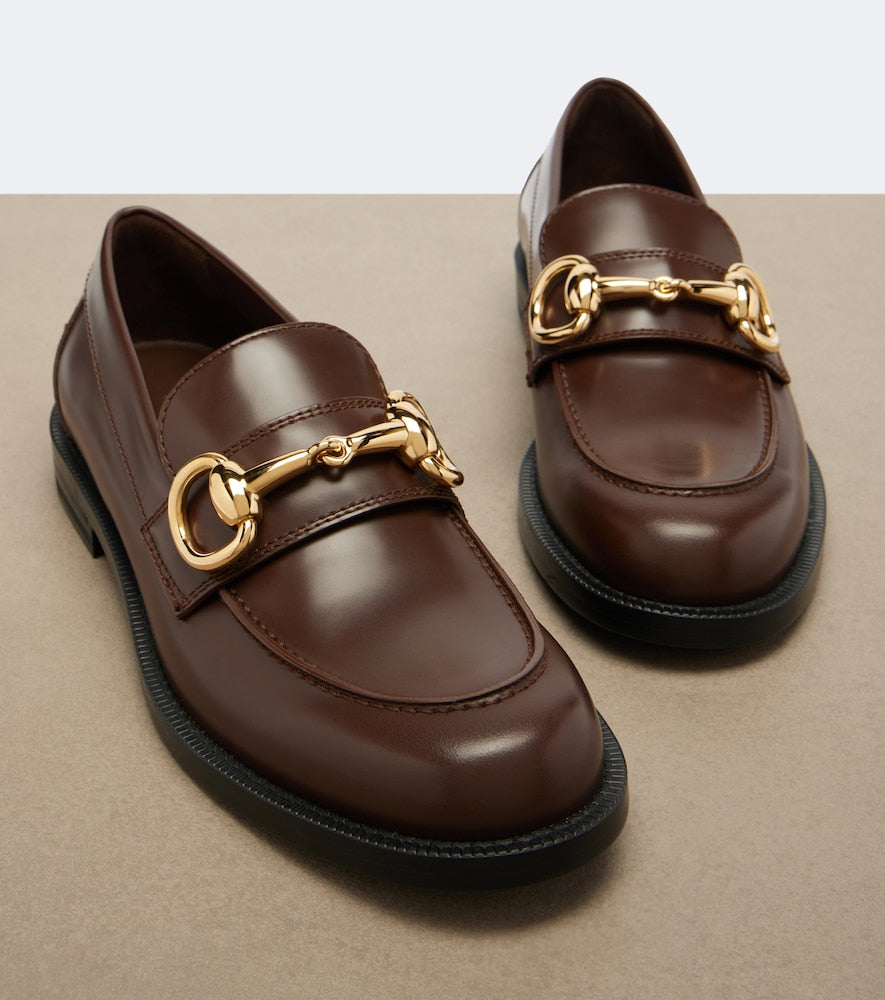 Brown Gucci Boulevard Horsebit leather loafers - Loafers