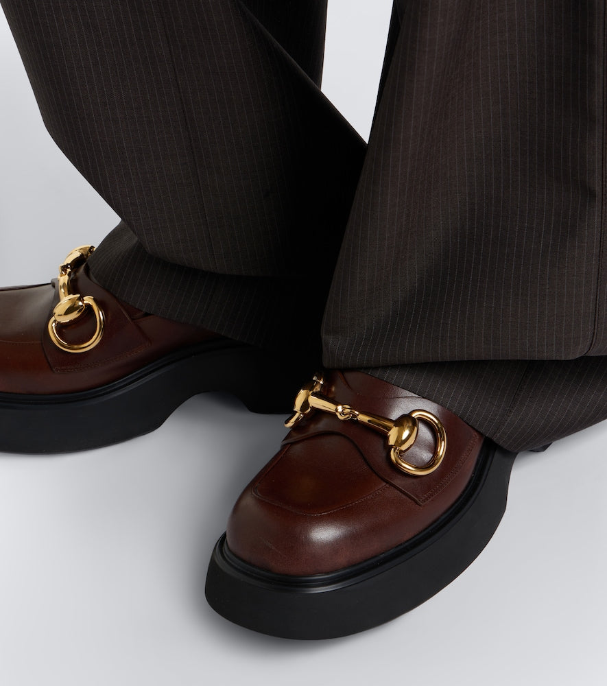 Gucci Brittany Horsebit leather platform loafers in Brown - Loafers