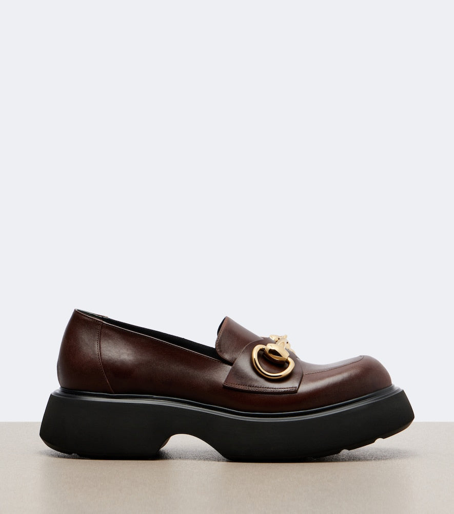 Gucci Brittany Horsebit leather platform loafers in Brown - Loafers