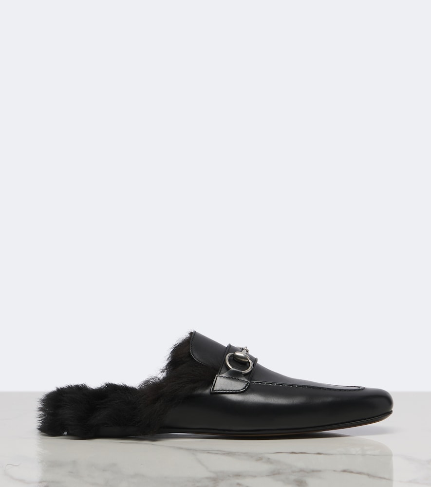 Gucci Casanova shearling-lined leather mules (Black) - Mules
