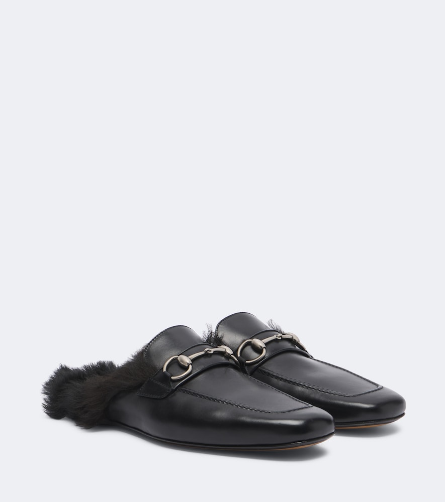 Gucci Casanova shearling-lined leather mules (Black) - Mules