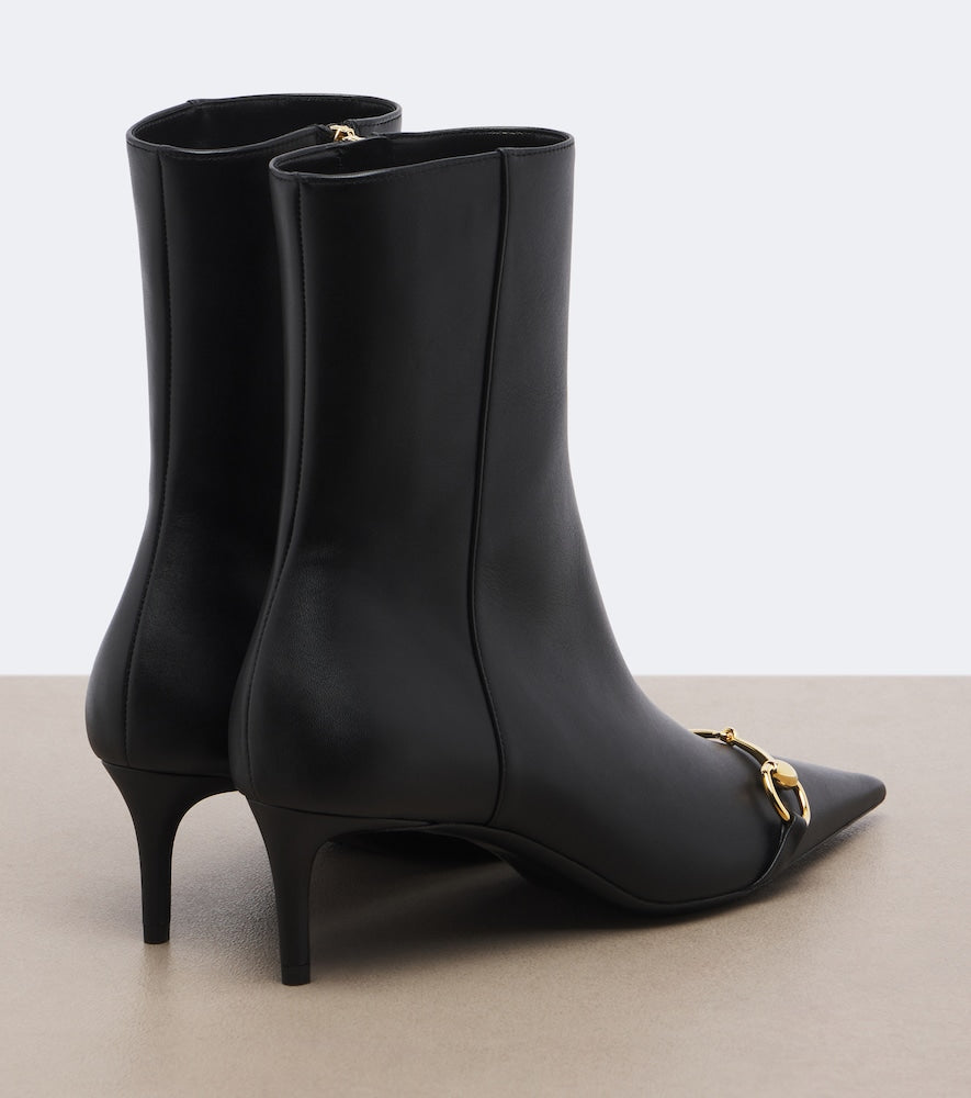Gucci Donna Horsebit leather ankle boots (Black) - Ankle Boots