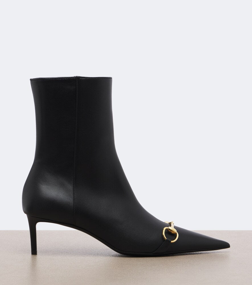 Gucci Donna Horsebit leather ankle boots (Black) - Ankle Boots