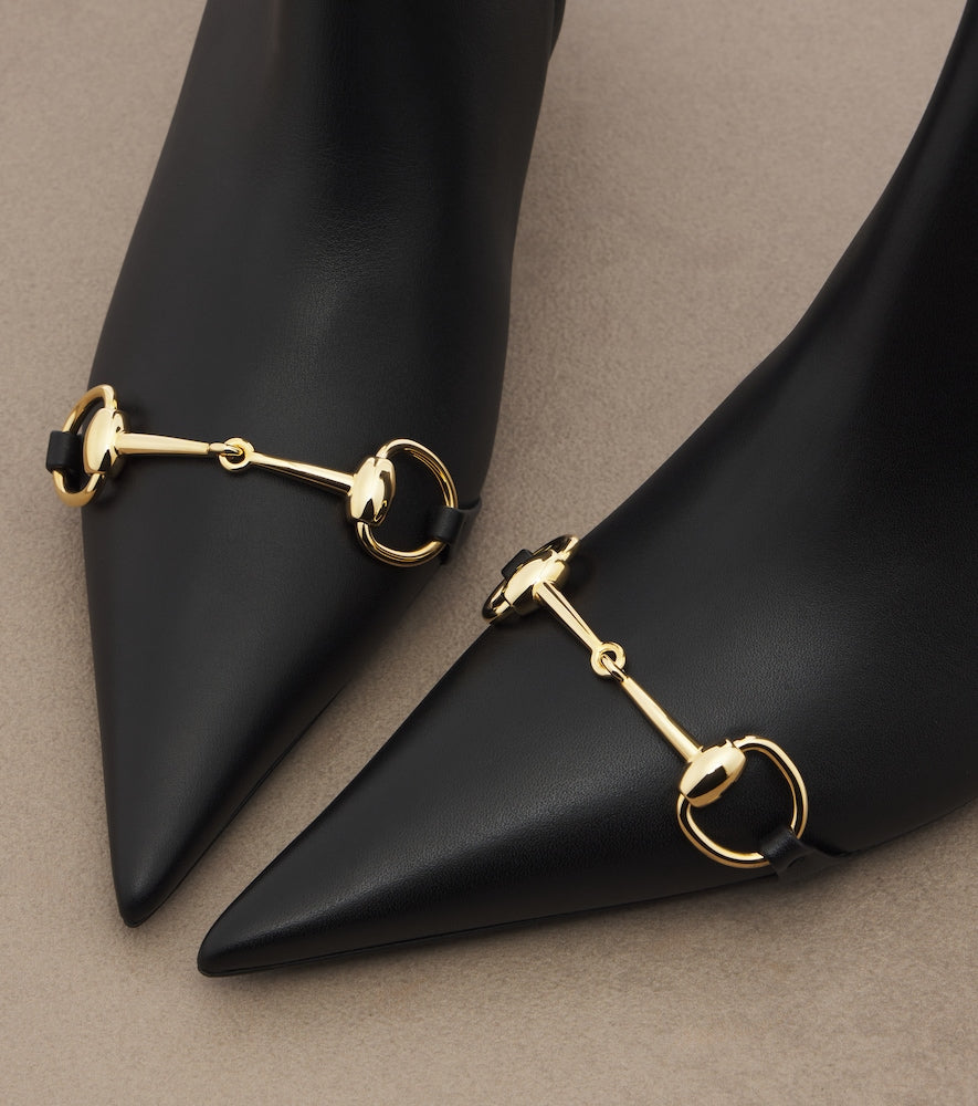 Gucci Donna Horsebit leather ankle boots (Black) - Ankle Boots