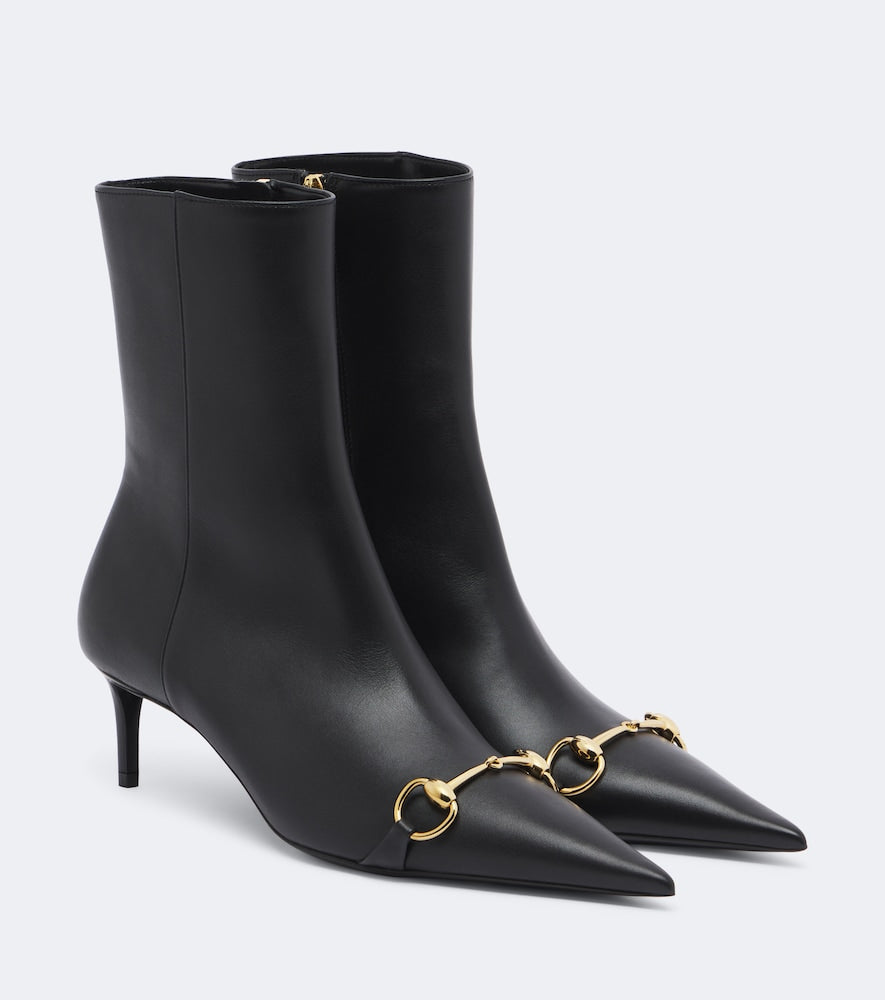 Gucci Donna Horsebit leather ankle boots (Black) - Ankle Boots