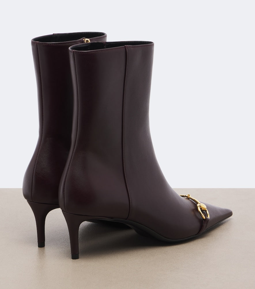 Burgundy Gucci Donna Horsebit leather ankle boots - Flat Boots