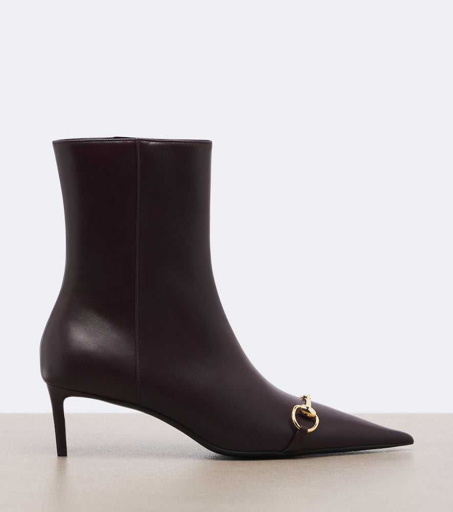 Burgundy Gucci Donna Horsebit leather ankle boots - Flat Boots