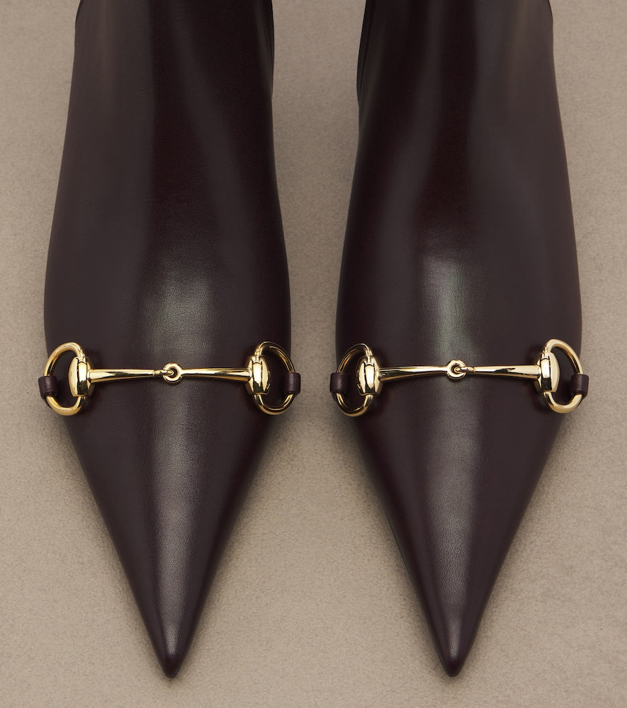 Burgundy Gucci Donna Horsebit leather ankle boots - Flat Boots