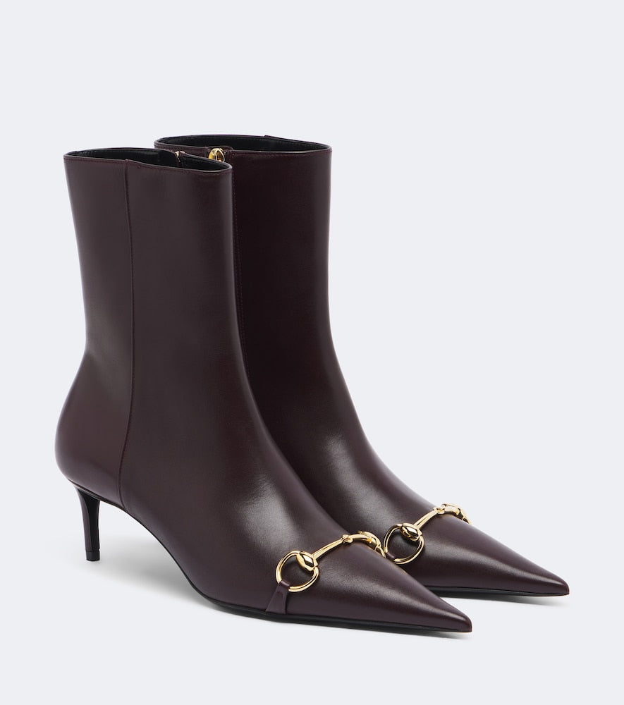 Burgundy Gucci Donna Horsebit leather ankle boots - Flat Boots