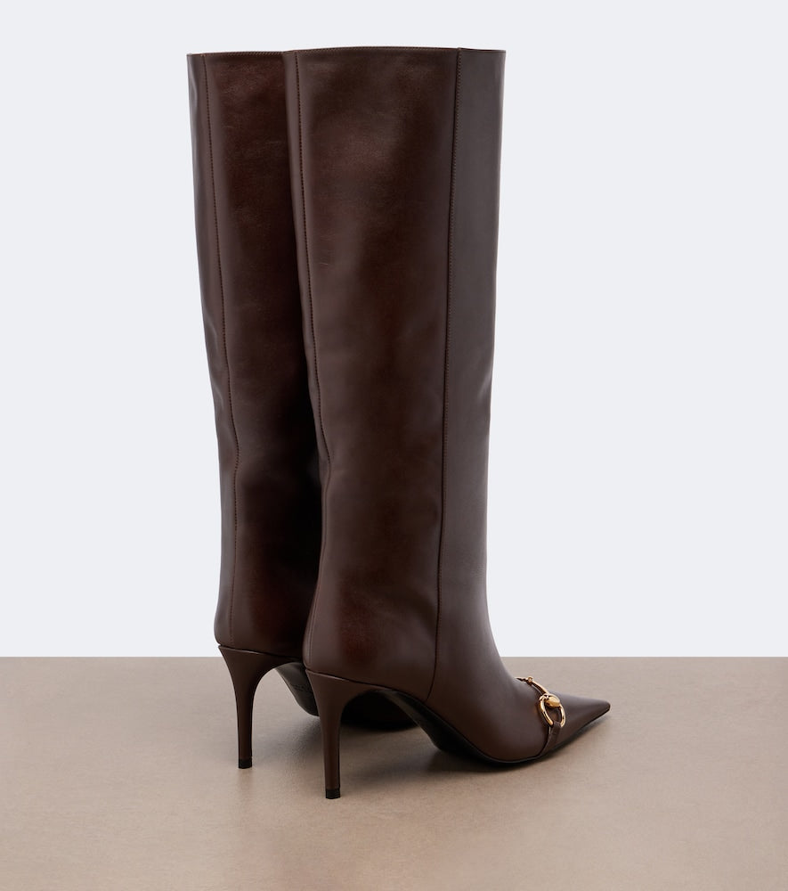 Brown Gucci Donna Horsebit leather knee-high boots - Knee-high Boots