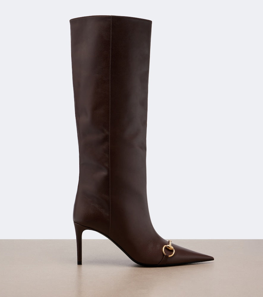 Brown Gucci Donna Horsebit leather knee-high boots - Knee-high Boots