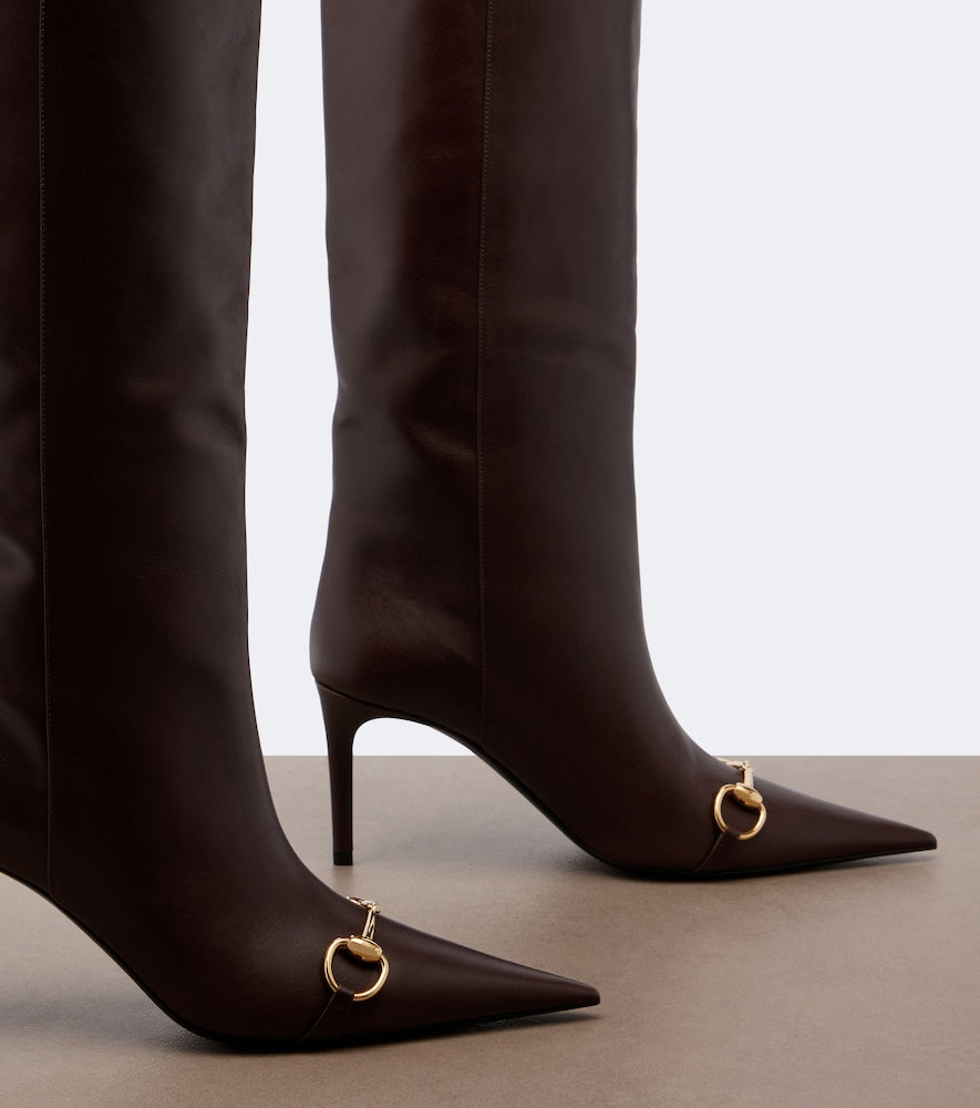 Brown Gucci Donna Horsebit leather knee-high boots - Knee-high Boots