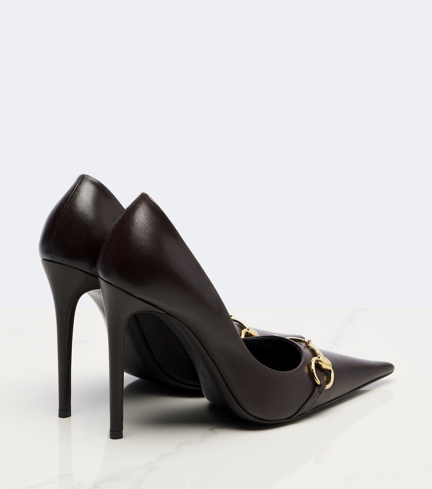 Gucci Donna Horsebit leather pumps in Brown - High-Heel Pumps