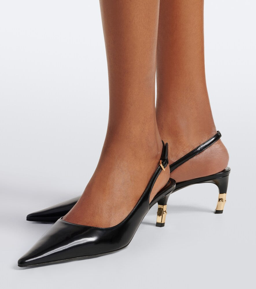 Gucci Eva leather slingback pumps in Black - Mid Heel Pumps