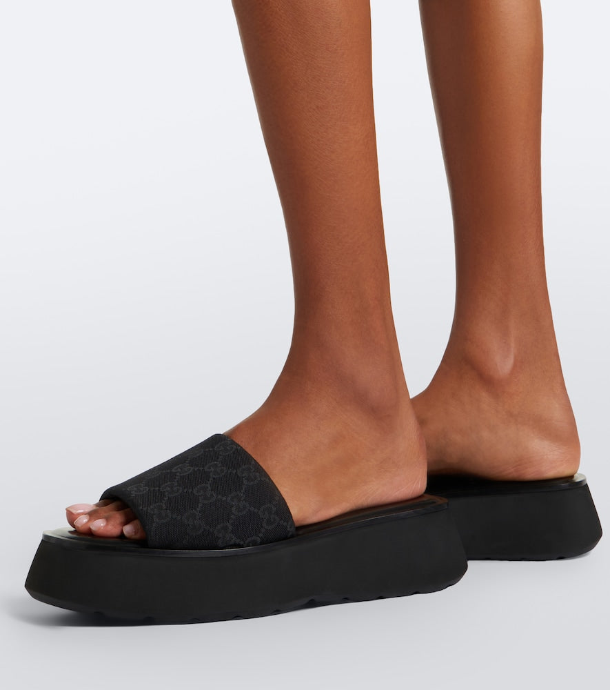Gucci GG canvas platform slides (Black) - Slides