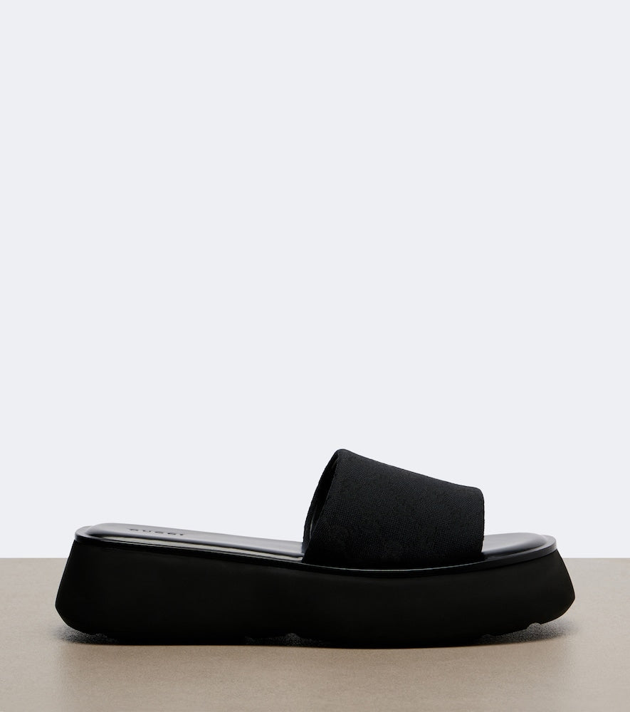 Gucci GG canvas platform slides (Black) - Slides