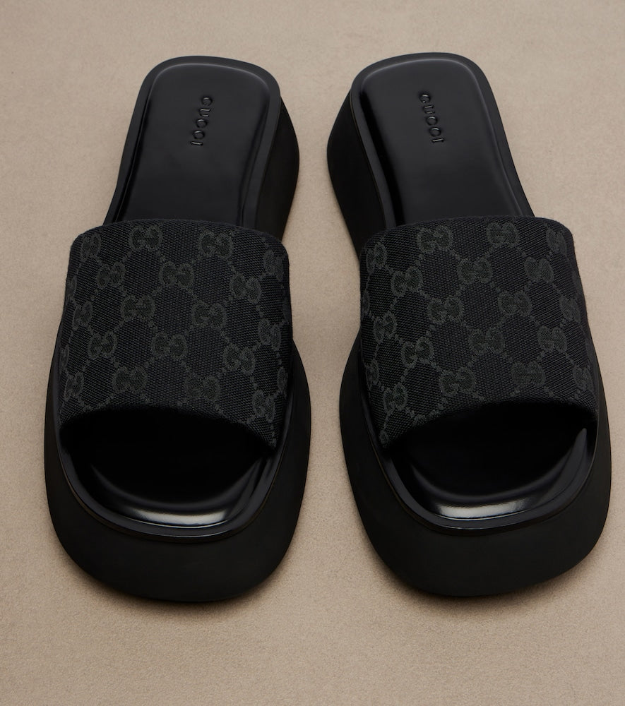 Gucci GG canvas platform slides (Black) - Slides