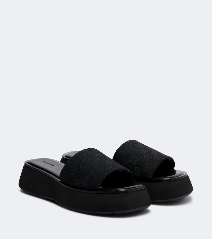 Gucci GG canvas platform slides (Black) - Slides