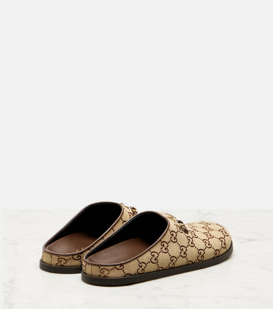 Gucci GG leather-trimmed mules in Beige - Mules