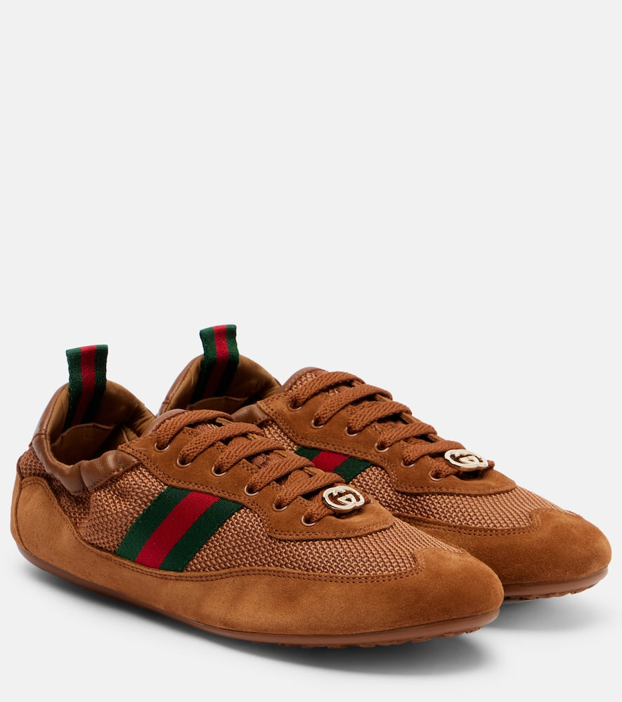 Gucci Gucci Shift suede-trimmed sneakers in Brown - Low-Top Sneakers