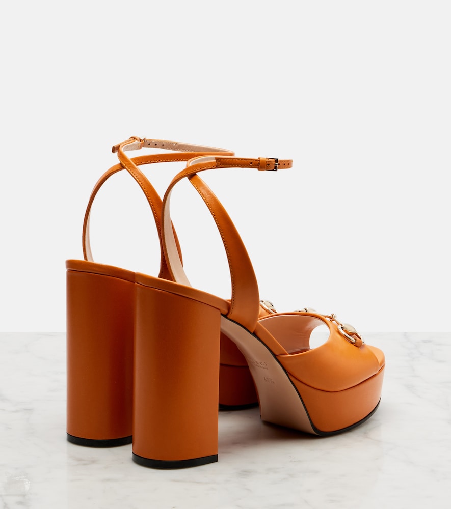 Gucci Horsebit leather platform sandals in Orange - Heeled Sandals