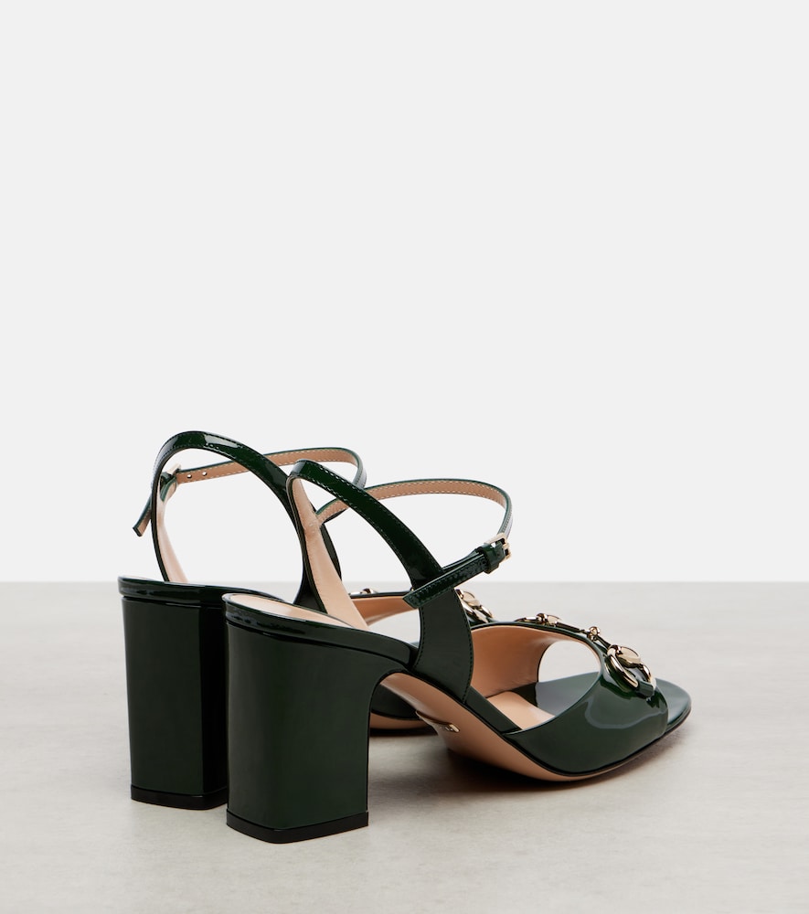 Gucci Lady Horsebit 75 patent leather sandals (Green) - Heeled Sandals
