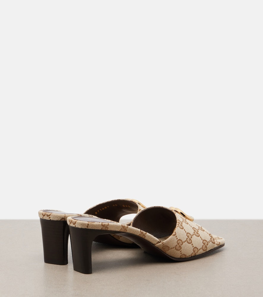 Gucci Marmont Double G GG canvas mules - Beige Heeled Sandals
