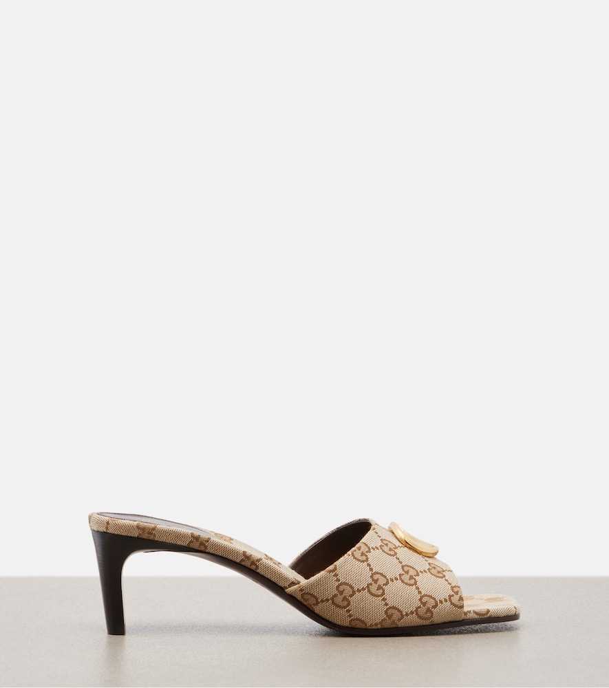 Gucci Marmont Double G GG canvas mules - Beige Heeled Sandals