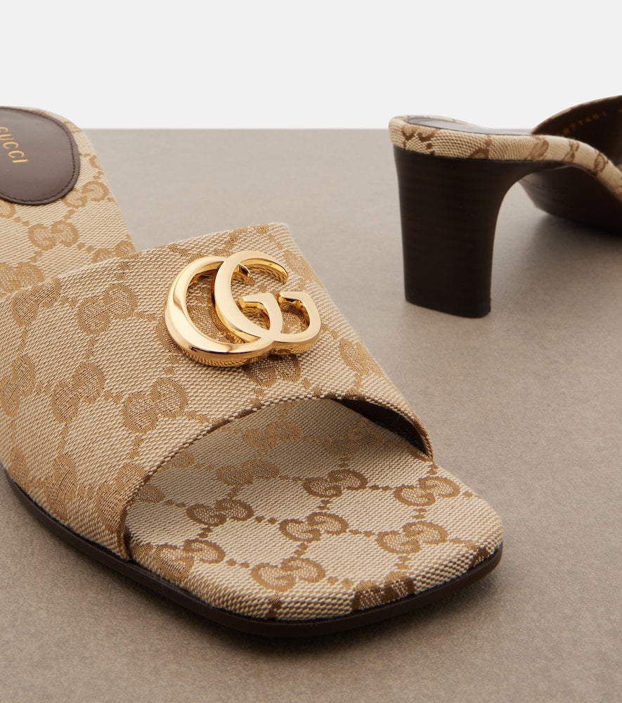 Gucci Marmont Double G GG canvas mules - Beige Heeled Sandals