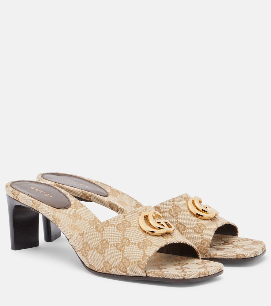 Gucci Marmont Double G GG canvas mules - Beige Heeled Sandals