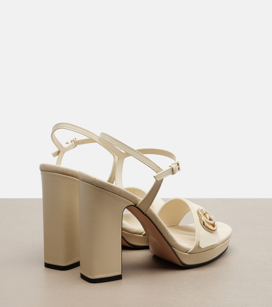 Gucci New Marmont GG leather sandals - White Heeled Sandals