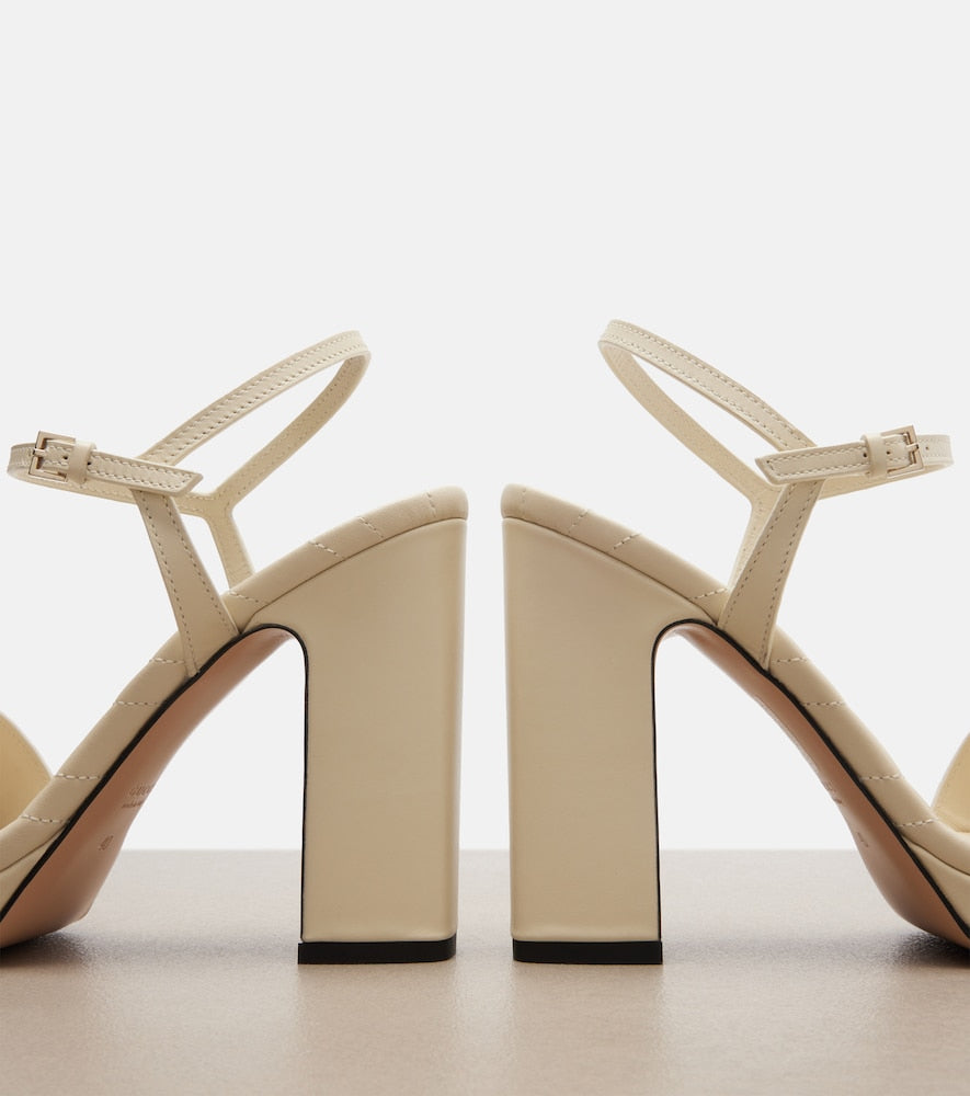 Gucci New Marmont GG leather sandals - White Heeled Sandals