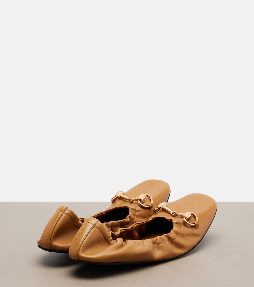 Brown Gucci Prima Horsebit leather ballet flats - Ballerina Flats
