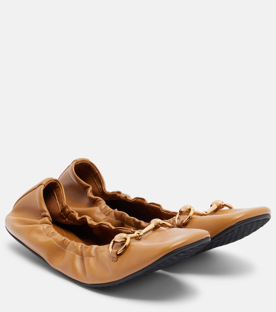 Brown Gucci Prima Horsebit leather ballet flats - Ballerina Flats
