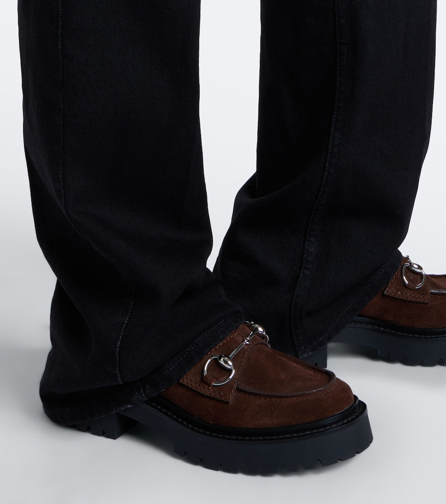 Gucci Rhody Horsebit suede platform loafers in Brown - Loafers