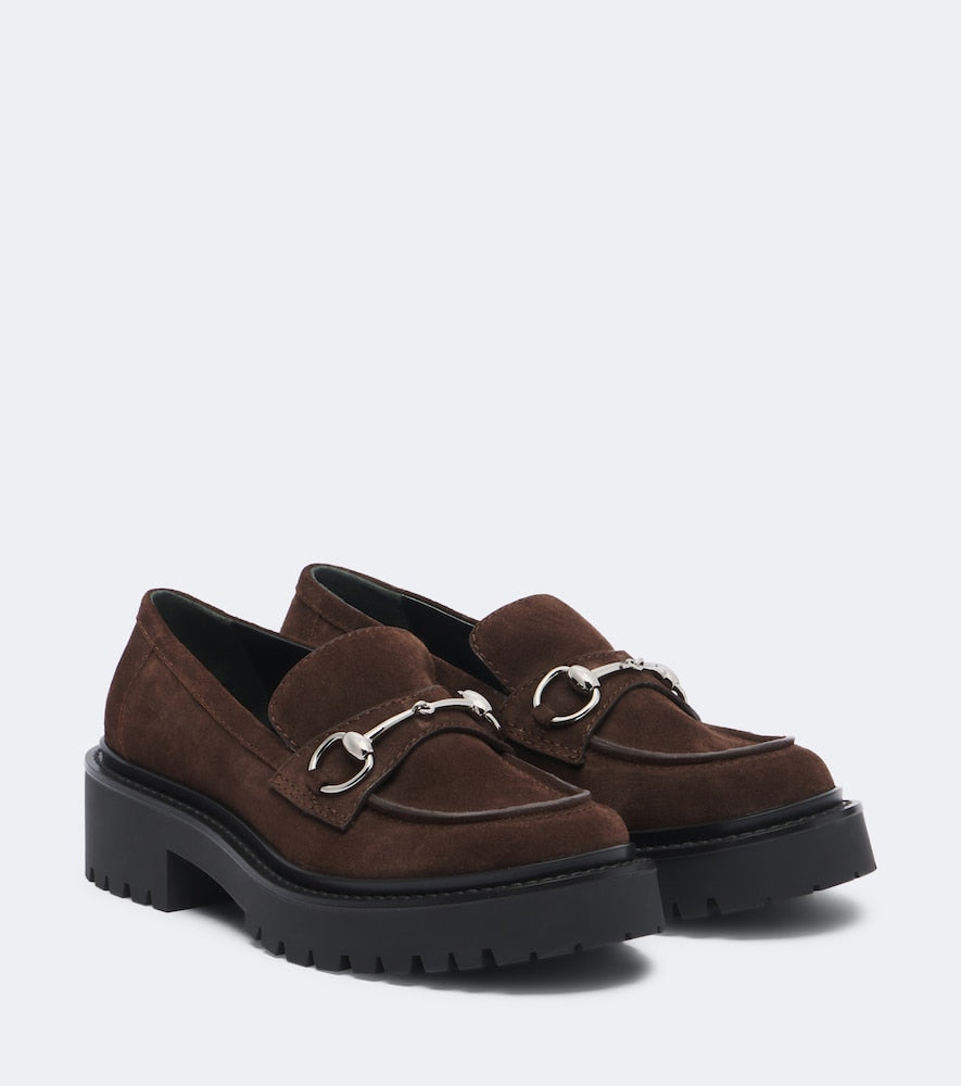 Gucci Rhody Horsebit suede platform loafers in Brown - Loafers
