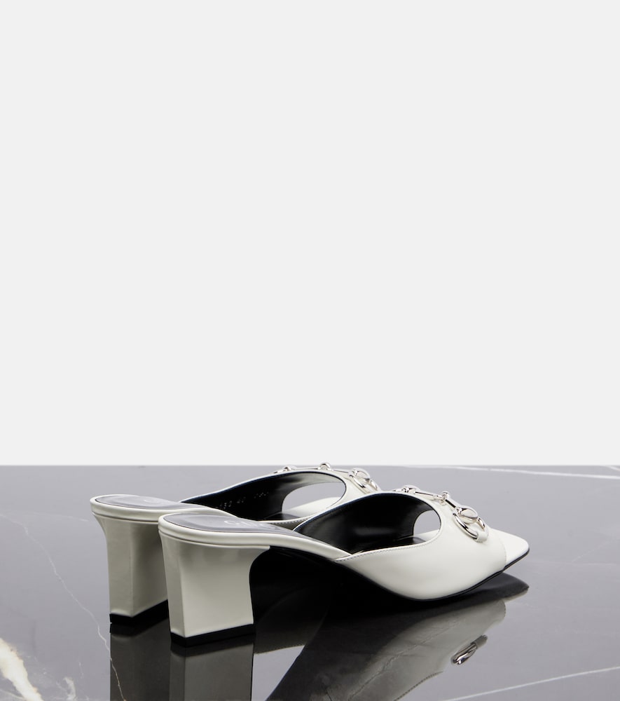 Gucci Signora Horsebit leather mules (White) - Heeled Sandals