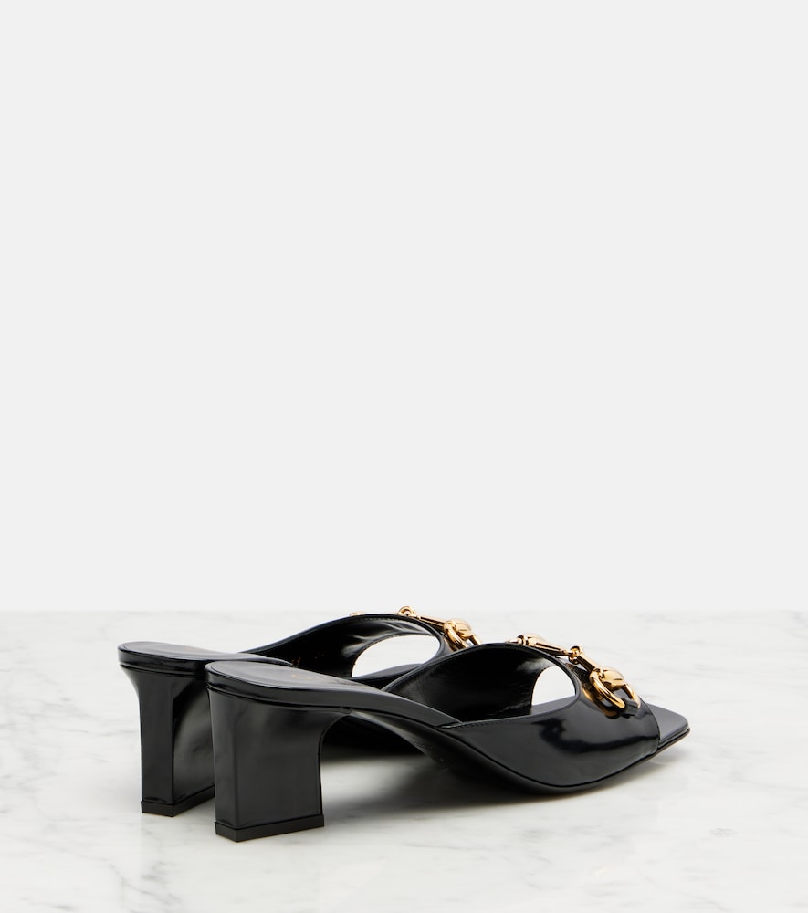 Gucci Signora Horsebit patent leather mules - Black Heeled Sandals